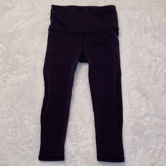 Lululemon cropped mesh dark navy leggings - Picture 1 of 6